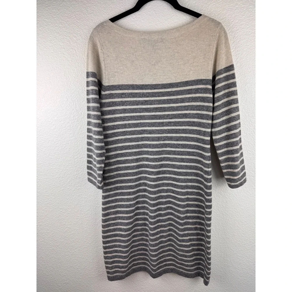 Banana‎ Republic Wool Blend Sweater Dress Striped Beige Gray Made S Acde